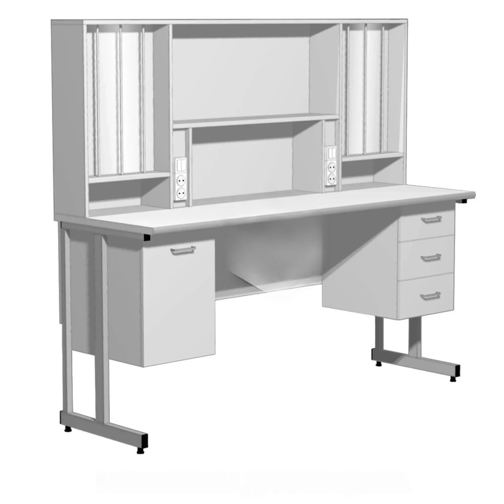 Стол для титрования СТ-203 «Премиум» (столешница постформинг серый, ЛДСП серый, каркас серый)