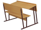 Парта-моноблок для аудиторий 2-местная со скамьей 6 г/р (бук "Бавария", м/к коричневый, квадратная труба)
