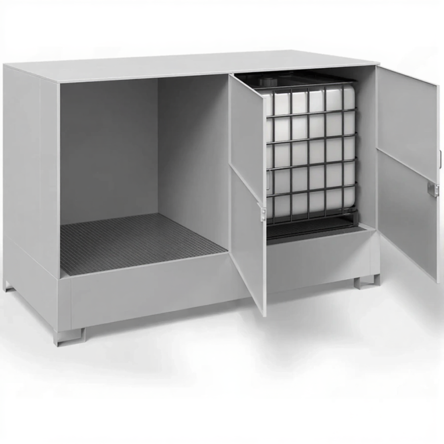 Шкаф для 2-х еврокубов ДКБ-2700, решетчатый настил, сточный поддон