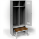 Шкаф для одежды металлический ШРВ-П-800 двухстворчатый с нишей под скамью