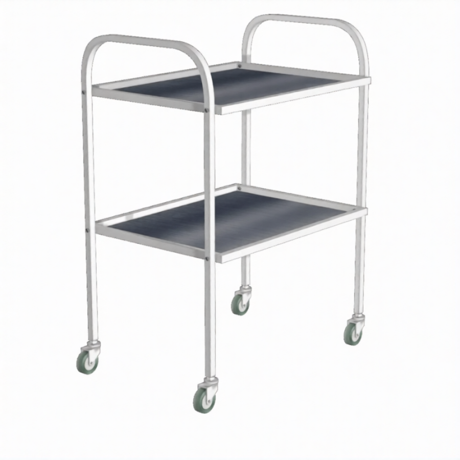 Стол инструментальный (колеса резина) СИ-2н (каркас белый)